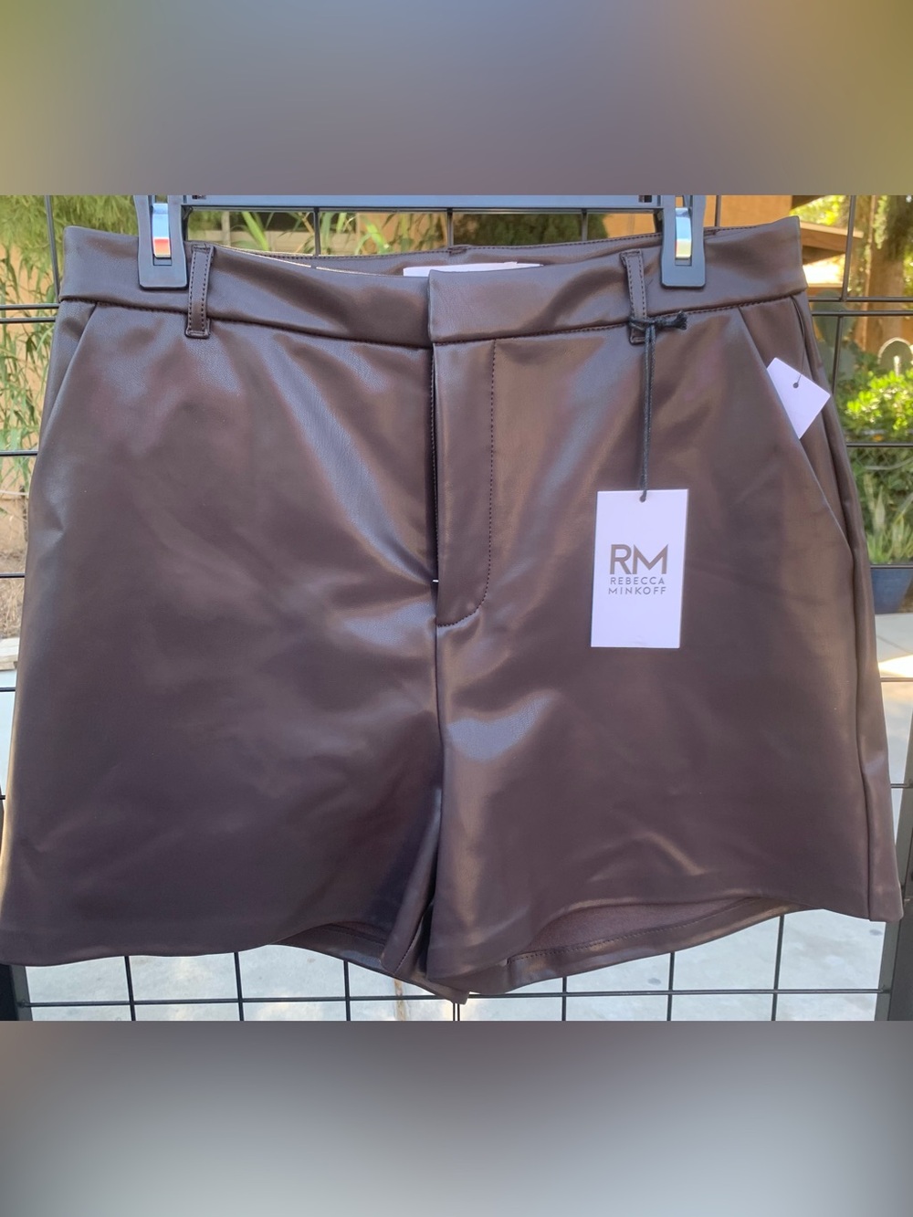 NWT Rebecca Minkoff butter soft Chocolate Brown Faux Leather Shorts